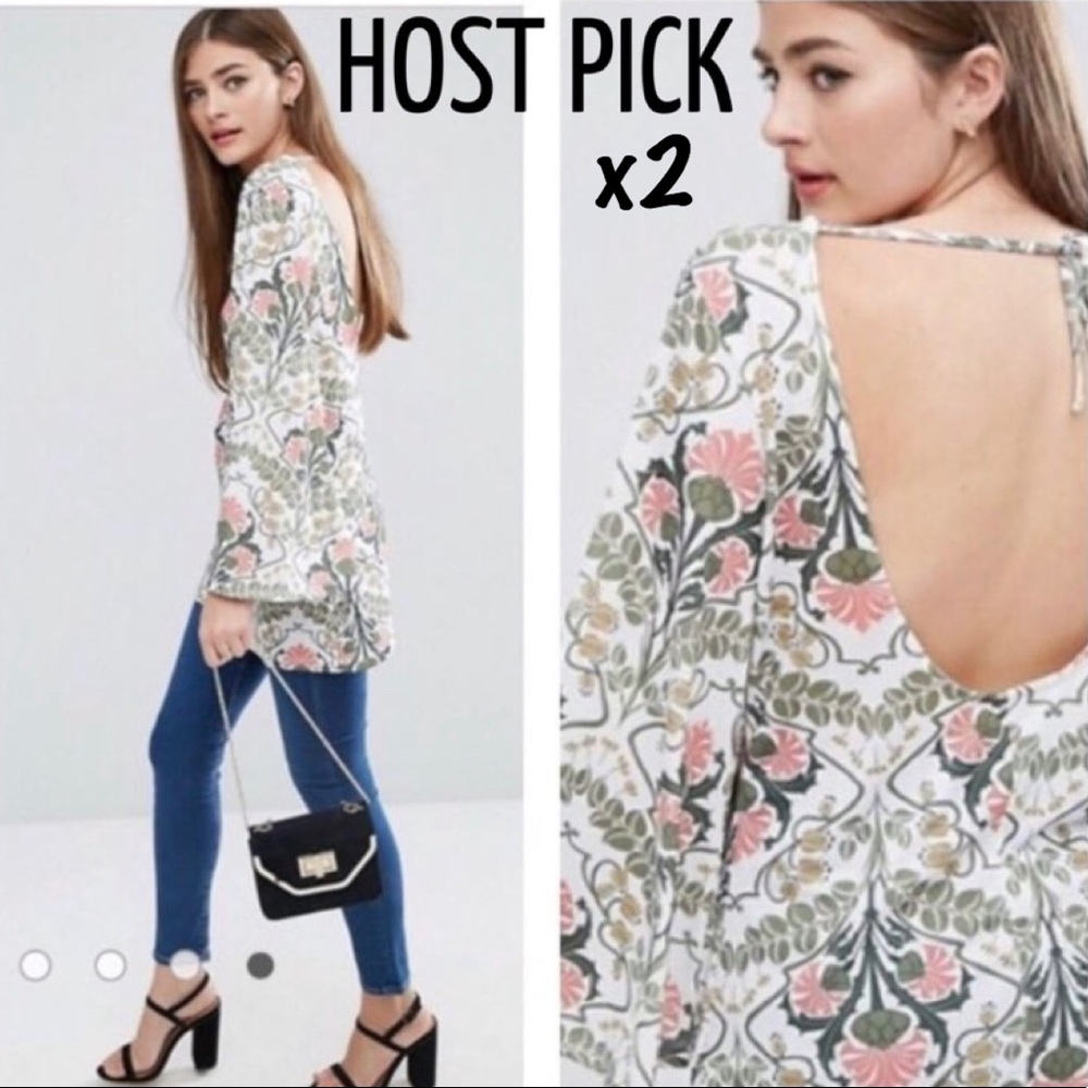 FLORAL OPEN BACK TIE TOP